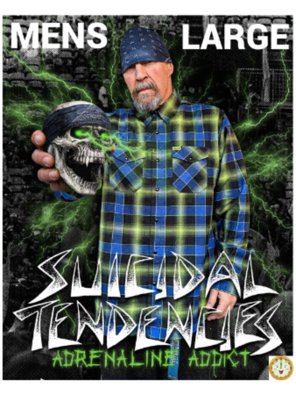 DIXXON x SUICIDAL TENDENCIES-ADRENALINE ADDICT Collab Flannel Shirt - Men's L